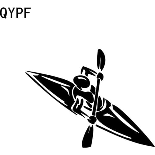 QYPF 14.2*10.8CM Interesting Outdoors Paddling Canoe Decor Car Styling Sticker Vinyl Accessories Extreme Movement C16-1199