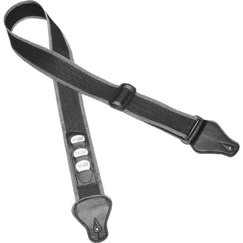 Adjustable Pure Colour Guitar Strap with Plectrums Pockets for Acoustic Electric Bass Guitar