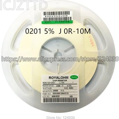 RJ0201 0201 5% 1/20W SMD RES 0R 1R 1.1R 1.2R 1.3R 1.5R 1.6R 1.8R 2R 2.2R 2.4R 2.7R 3R 3.3R 3.6R 3.9R 4.3R 4.7R 5.1R 5.6R 6.2R