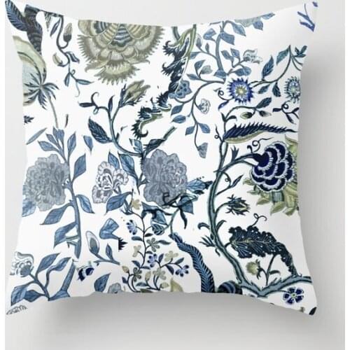 Blue Vintage Chinoiserie Flora Cushion Cover Decorative Pillow Cover Case Seat Car Home Decor Throw Pillowcase Decoration