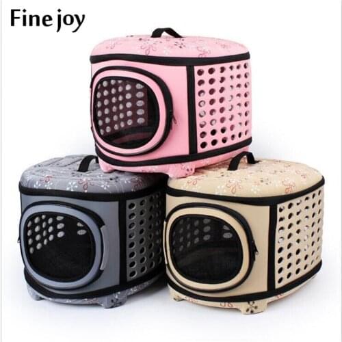 Fine joy Foldable EVA Pet Carrier Puppy Dog Cat Outdoor Travel Shoulder Bag for Small Dog Pets Soft Dog Kennels