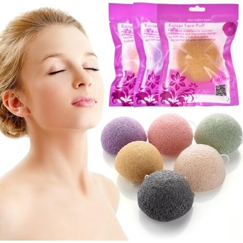 1 Pcs Hemisphere Konjac Sponge Face Wash Puff Circle Shape Cosmetic Puff Face Washing Flutter Facial Cleaning Tool TSLM1