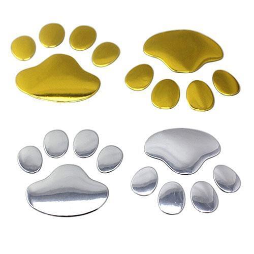 Universal 3D Car Sticker Silver/Golden ST Window Bumper Body Decal Sticker Bear Cat Dog Paw Foot DIY Car-styling Accessories