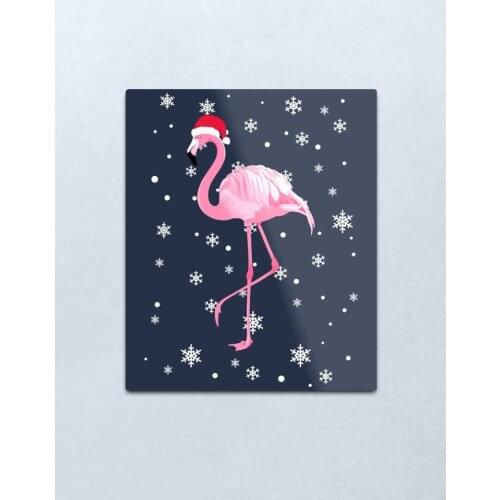 FLAMINGO CHRISTMAS with snowflake Metal Print Tin Sign Vintage Metal Wall Sign Plaque Retro Garage Shed Car