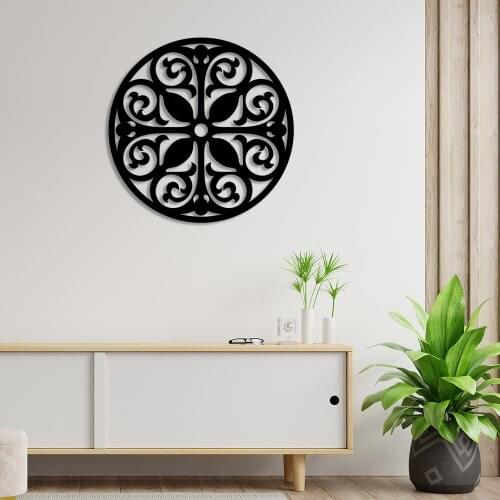 Inside a Frame Corinthian Leaf Pattern Wall Accessory Wooden Table 50x50cm