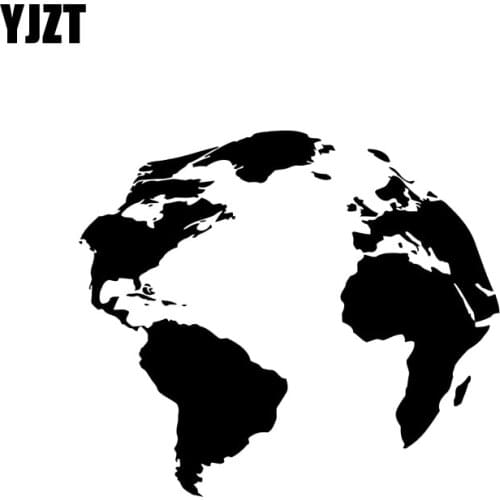 YJZT 18CM*15.5CM World Map Fashion Vinyl Car-styling Car Sticker Decal Black/Silver Accessories C11-0961