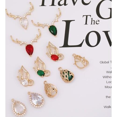 HAOSAW 4Pcs Jewelry Accessories/DIY Making/Hand Made/CZ Charms/Crystal Pendants For Necklace/Jewelry Findings & Components