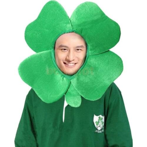 Funny Irish Clover Shamrock Head Hat Happy St Patricks Day Party Costume Accessories Fancy Dress