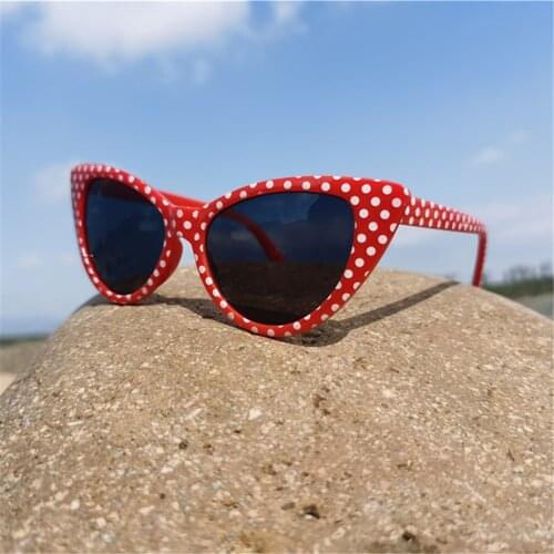 Evove Dot Sunglasses Women Cat Eye Sun Glasses for Female Ladies Fashion Cateye Shades Black Red White