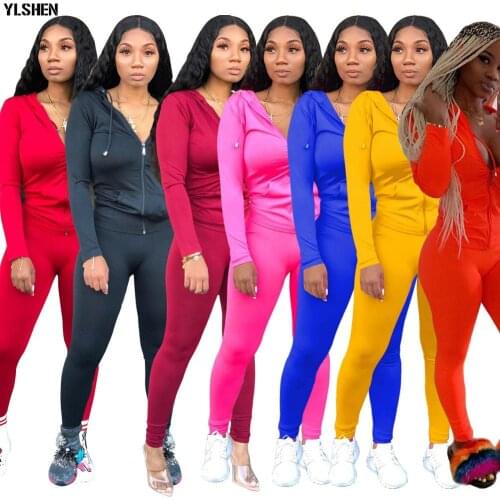 2 Two Piece Set Women Tops +Pants Ladies Hooded Tracksuits Plus Size Jogging Femme Club Outfits Suit Pink Matching Sets 2019 New