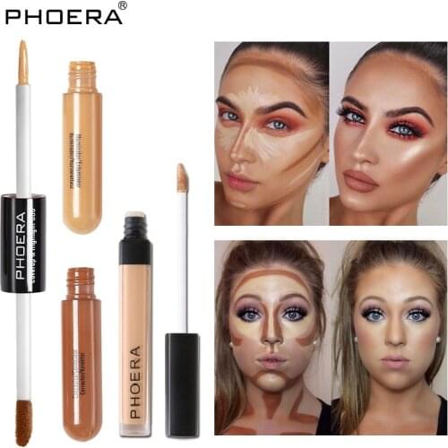 PHOERA Double/single Head Liquid Brighten Concealer Stick Full Coverage Base Foundation Cream Lasting Makeup Face Eyes TSLM2