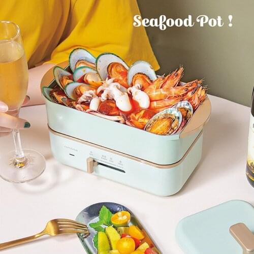 Zk30 220V Electric Cooking Pot Portable Electric Lunch Box Split Type Multicooker Rice Cooker Hotpot Skillet Fried Pan 0.8L