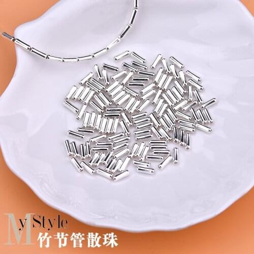 10pcs S925 pure silver bamboo tube head separated beads loose beads hand woven jewelry DIY accessories material package