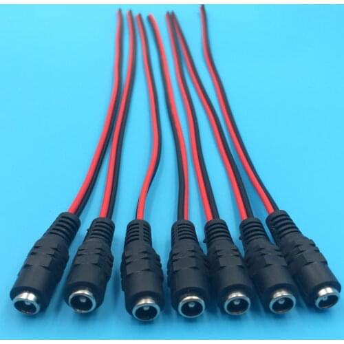 10pcs 12V DC Power Pigtail cable jack 2.1x5.5mm Female plug for CCTV Security Camera connector Length 26cm