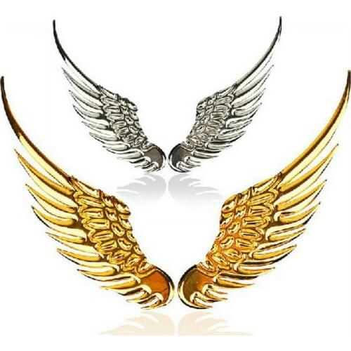 1Pcs Car Auto Motorcycle Body Sticker 3D Eagle Angel Wings Badge Style Metal Aluminum Decals Silver/Gold Exterior Accessories