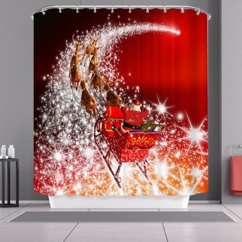 3D Printed Santa Claus Holiday Print Bathroom Decoration Shower Curtain Cartoon Childrens Bathroom Waterproof Shower Curtain