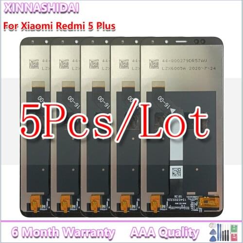 5pcs/For Xiaomi Redmi 5 Plus Full LCD DIsplay + Touch Screen Digitizer Assembly + Frame Cover For Redmi 5Plus MEG7 LCD Replace