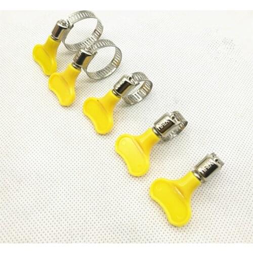 5pc/lot Homebrew Pipe Clamp Fit 8mm O.D ~ 29mm O.D Tube Plastic Handle Stainless Steel butterfly Hose Clamp