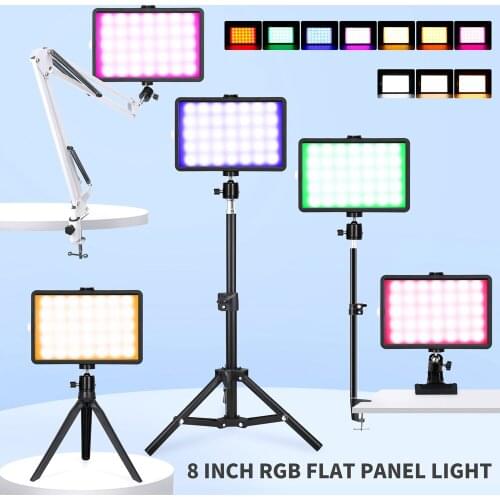 8inch RGB LED Video Lighting Panel USB 3200K-6000K Dimmable Colorful Photography Lighting For Youtube Photo Studio Fill Lamp