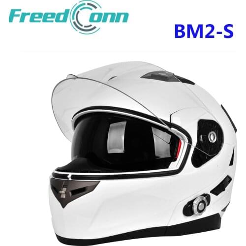 BM2-S Double Lens Bluetooth Motorcycle Helmet Built In BT Intercom System With FM Radio Waterproof