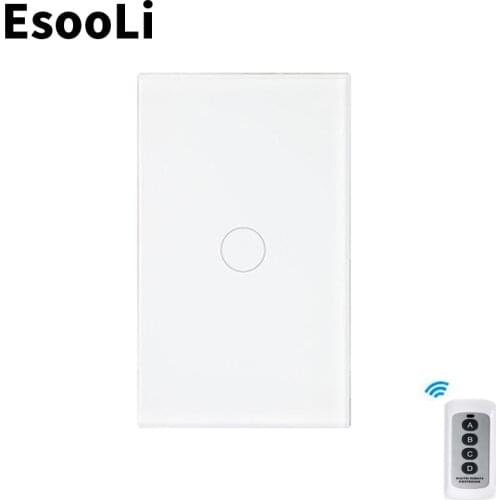 EsooLi Remote Touch Switch US/AU Standard Smart Home for LED Bulb Wall Touch Switch 1/2/3 Gang 1 Way Crystal Glass
