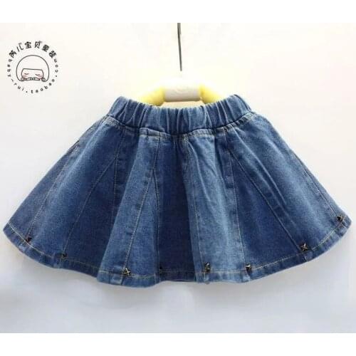 Girls Denim Skirt 2021 Korean Baby Girls Pleated Skirt Summer New Denim Skirts Kids Girls Fashion Cowboy Solid Skirts 2-11 Years