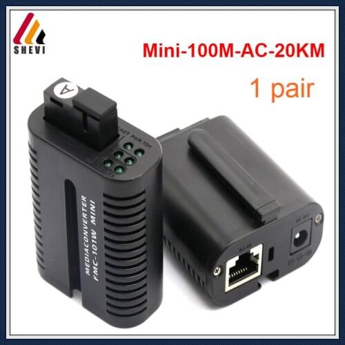 Ftth 20KM Mini media converter fiber optic to rj45 SC port media converter Mini-100M-AC-20KM single fiber 1310/1550nm