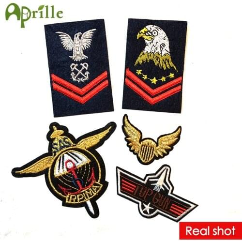 5pc cool military Set "top gun" eagle embroidered patches for clothing army biker logo sew iron on clothes badge motif appliques