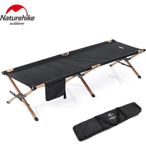 Naturehike Folding Camping Mat Bed Wood Grain Aluminum Alloy Bracket Bed Load Bearing 150kg Portable Office Outdoor Break Use