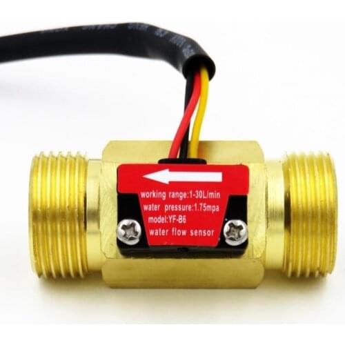 10Pcs G3/4 Male Thread Brass Hall Effect Water Flow Sensor Flowmeter 1-30L/Min 60mm Long