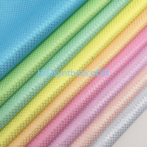 LEOsyntheticoDIY Pastel Colors Mermaid Synthetic Leather Faux Vinyl Fabric Leather Sheets Vinil For DIY Bows 21X29CM T62A