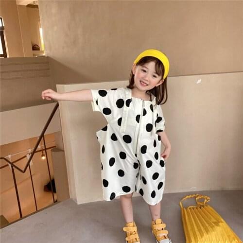 Celveroso 2021 summer new girls jumpsuit girls wing pants western style wave dot airplane wing pants baby jumpsuit