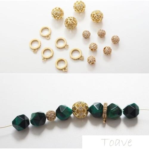 Copper 18K true gold bracelet necklace set zircon beaded diy material accessories