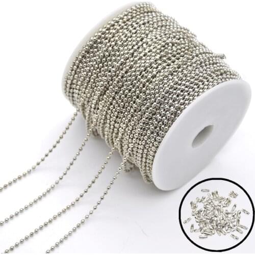2.4mm Silver Plated Beaded Ball Chain Bulk Metal Chains For DIY Handmade Jewelry Accessories Making Bracelet Components