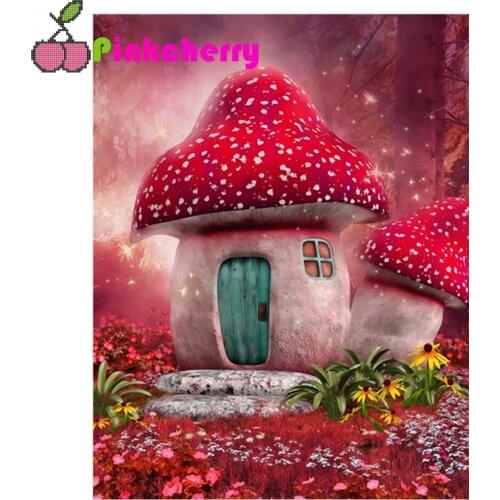Cartoon Mushroom House Full Drill 5D DIY Diamond Painting Diamond Embroidery mosaic diamond Stitch kids room Decor k1106