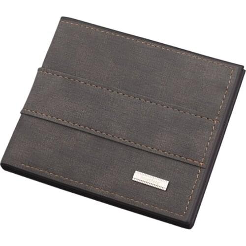 Mens Retro Matte Pu Leather Wallets High Quality Splicing Short Hasp Coin Purses Male Card Holders Money Clip