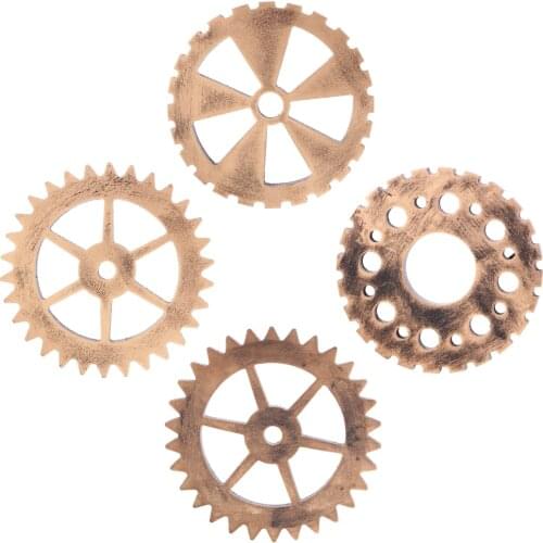 Set of 4 Vintage Steampunk Wall Gear Wooden Home Room Pub Decorative Decors