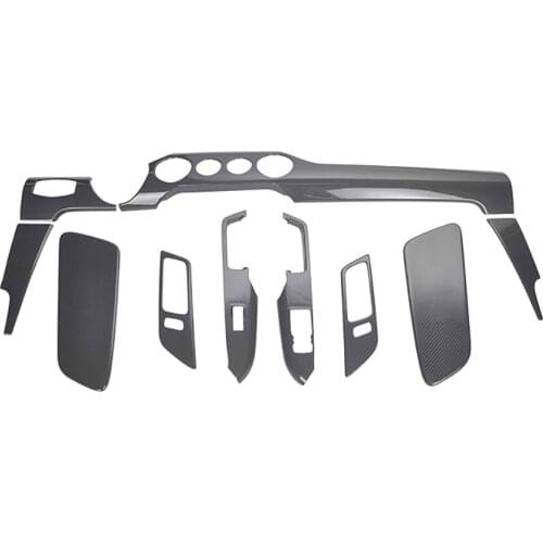 GT Interior Trims Carbon Fiber Dry Sticker Dashboard Cover 4-holes Interior Accessories For Ford Mustang GT Model 2015up