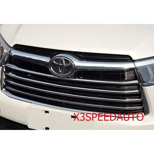 Grill Grille Trim Cover For Toyota Highlander 2014 2015 2016 Free Chromed ABS Plastic 4PCS