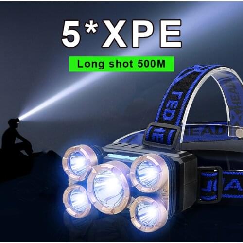 New release XPE Most Powerful Led Headlamp 18650 Built-in 9000 mAh battery Led Headlight USB Rechargeable Head flashlight Lamp