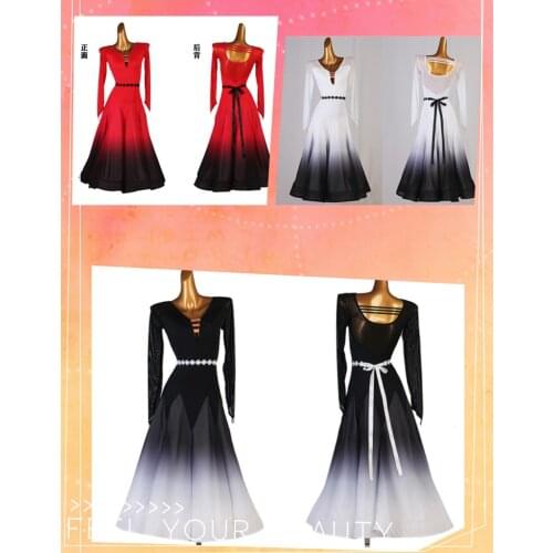 Standard ballroom dress red black gradient Women Waltz Ballroom Dress ballroom competition dress blue white gradient mq291