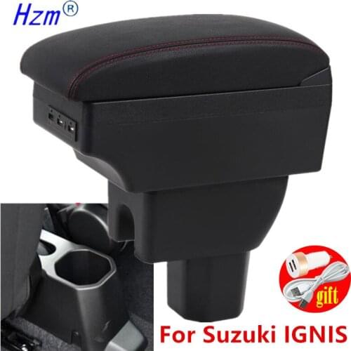 For Suzuki IGNIS Armrest For Suzuki IGNIS Retrofit parts Interior Storage box USB LED Simple installation Car Armrest box