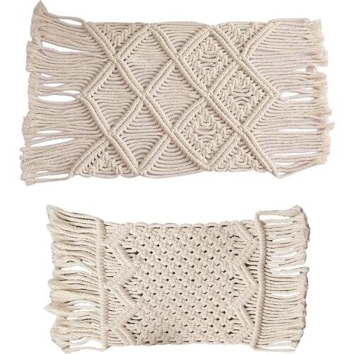 Cotton Braid Coasters Woven Mats With Tassel Insulation Coffee Pad Placemat Non-slip Handmade Macrame Cup Cushion Mat for Table