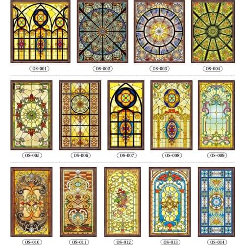 Custom Window Film Frosted Privacy Electrostatic Non Adhesive Film Stained Glass Vinyl Window Tint Sticker for Home Church