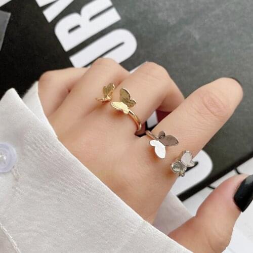 Simple Butterfly Beautiful Wedding Ring Open Engagement Rings for Women