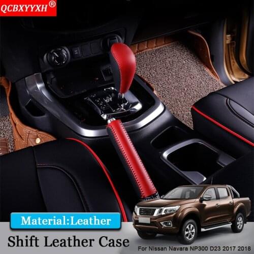 QCBXYYXH Car Styling Car Shift Leather Case Handbrake Holster Auto Decoration Accessories For Nissan Navara NP300 D23 2017 2018
