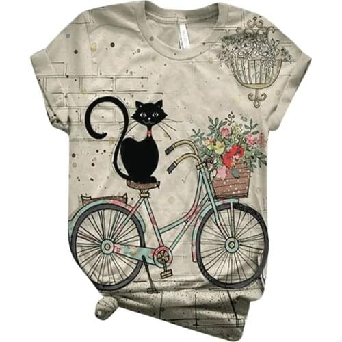 Plus Size Women Short Sleeve 3d Animal Beautifully printeded Classic round collar Tops Tee T-shirt Blouse Tunique Basic Tshirts