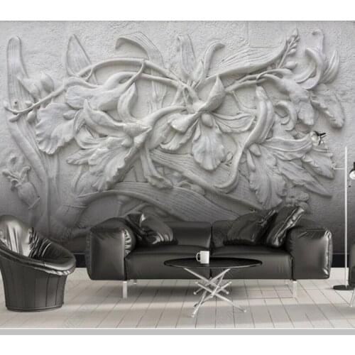 Papel de parede European style 3D relief lilies flower wallpaper mural,living room tv wall bedroom wall papers home decor