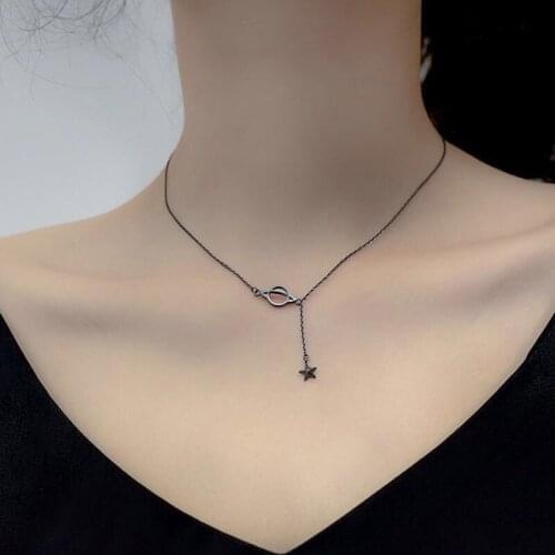Black Star Necklace Korean Simple Ins Cold Wind Clavicle Chain Best Friend Necklace Birthday Gift