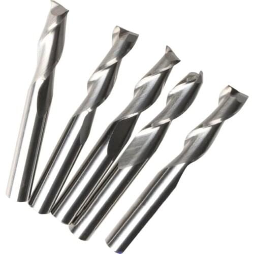 5pcs Shank 6mm x17mm Two Flutes Spiral Cutting Bits CNC Milling Cutters for Acrylic Carving Machine